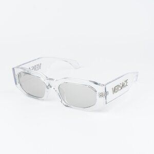 Versace Women Sunglasses Transparent Mirror Silver Rectangle VE4489U 148/8V